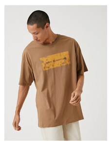 Koton Basic Oversize T-Shirt with Slogan Print Crew Neck Short Sleeves