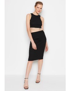 Trendyol Black Stone Detailed Knitwear Two Piece Set