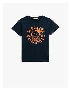 Koton A Basketball-themed Printed Short Sleeve T-Shirt, Crew Neck
