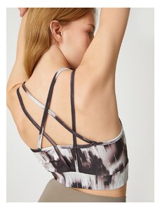 Koton Abstract Printed Sports Bra with Crossovers