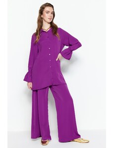 Trendyol Purple Wide Legs Woven Aerobin Shirt-Pants Set