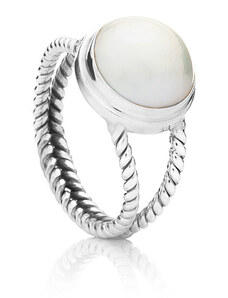 Buka Jewelry Perlový prsten s dvojitou točenou obroučkou