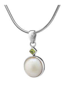 Buka Jewelry Perlový přívěsek s Olivínem
