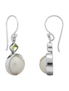 Buka Jewelry Perlové náušnice s Olivínem