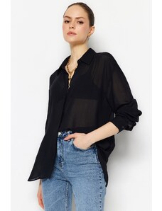 Trendyol Black Transparent Basic Woven Shirt