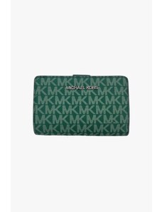 Michael Kors Jet set travel BIFOLD medium dámská peněženka zelená s monogramem