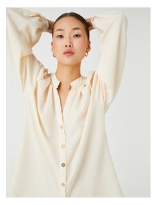 Koton Big Collar Shirt with Long Balloon Sleeves and Buttons