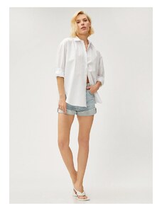 Koton Shirt Collar Plain White Women's Shirt 3sak60011pw