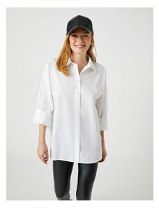 Koton Oversized Shirt Collar Staples Detailed