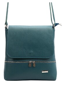 Kožená crossbody kabelka MiaMore 01-023 tyrkysová