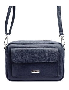 Kožená crossbody kabelka MiaMore 01-041 modrá