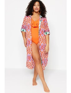 Trendyol Curve Orange Shirt Collar Woven Kimono