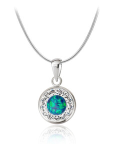 Jewellis ČR Jewellis ocelový opálový náhrdelník Opal Pavé s krystaly Swarovski 12mm - tmavě modrý
