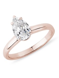 Prsten s 1.0ct lab grown diamantem v růžovém zlatě KLENOTA R0870754
