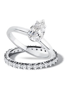 Set svatebních prstenů s diamanty v bílém zlatě KLENOTA S0870752