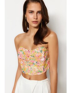 Trendyol Multicolored Floral Printed Tulle Bustier