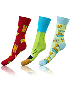 Bellinda CRAZY SOCKS 3x - Fun crazy socks 3 pairs - dark brown - light blue - light green