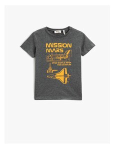 Koton Space Theme Printed Short Sleeve T-Shirt Crew Neck