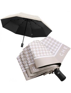 Klasický Deštník s Pepitka Vzorem, Krémový, Průměr 95 cm, Délka 66 cm
