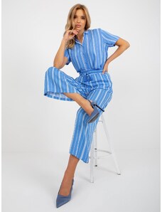 Fashionhunters Modré palazzo kalhoty z viskózové tkaniny SUBLEVEL