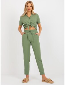 BASIC Khaki dámské letní kalhoty -khaki