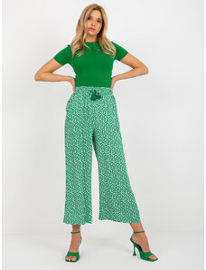 BASIC Zelené vzorované látkové kalhoty -green Vzory
