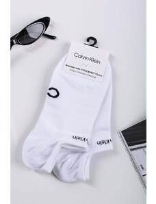 Calvin Klein Bílé kotníkové ponožky Sneaker Gripper - dvojbalení