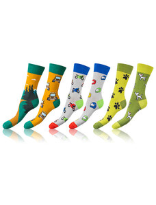 Bellinda CRAZY SOCKS 3x - Fun crazy socks 3 pairs - light green - dark green - blue