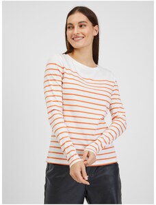 Orsay Oranžovo-bílé dámské pruhované tričko - Dámské