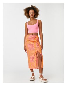 Koton Midi Skirt Draped Patterned Tie Detail