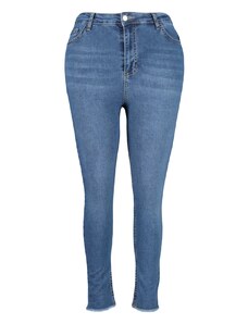 Trendyol Curve Modrá kapsa s vysokým pasem Detailní elastické úzké džíny