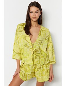 Trendyol Multicolor Patterned Lacing Detailed Shirt-Shorts Woven Pajamas Set