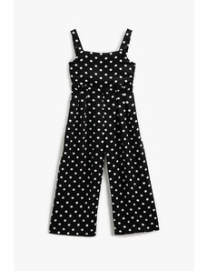 Koton Girl's Strappy Wide Leg Polka Dot Jumpsuit with Front Tie 3skg40016aw