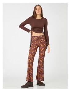 Koton Rozšířené kalhoty s dlouhými nohavicemi s květinovým elastickým pasem