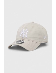 Bavlněná baseballová čepice New Era šedá barva, NEW YORK YANKEES