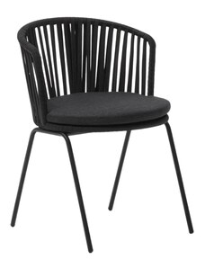 Černá kovová zahradní židle Kave Home Saconca s výpletem