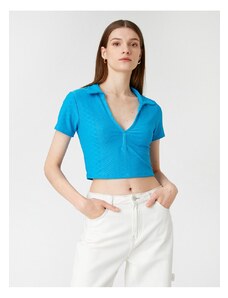 Koton Polo Neck Crop T-Shirt