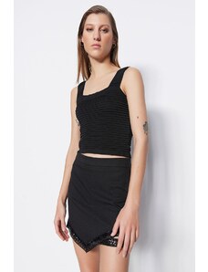 Trendyol Black Knitwear Blouse with Crop Knitted Detail