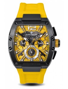 Ralph Christian Watches Černé pánské hodinky Ralph Christian s gumovým páskem The Intrepid Sport - Electric Yellow 42,5MM