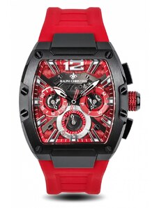 Ralph Christian Watches Černé pánské hodinky Ralph Christian s gumovým páskem The Intrepid Sport - Racing Red 42,5MM