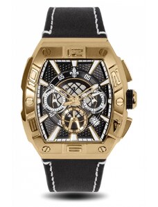 Ralph Christian Watches Zlaté pánské hodinky Ralph Christian s koženým páskem The Intrepid Chrono - Gold 42,5MM