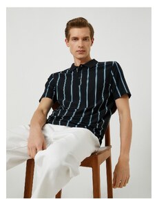 Koton Polo Neck tričko Slim Fit Tlačítko Detailní bavlna