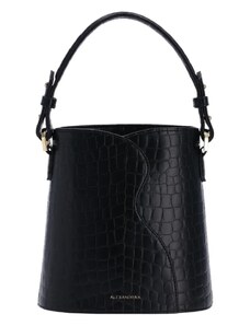 Alexandra K Mini Bucket Vegan Bag - Black Ink Croco