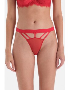 Dagi Red String Detailed Fishnet Brazilian Panties