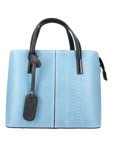 Itálie Dámská kožená kabelka v kroko designu ITALY AD1211 - světle modrá