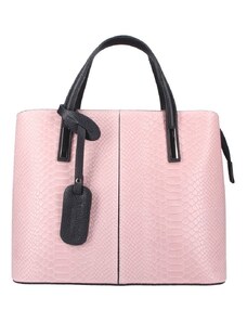 Itálie Dámská kožená kabelka v kroko designu ITALY AD1211 - světle růžová