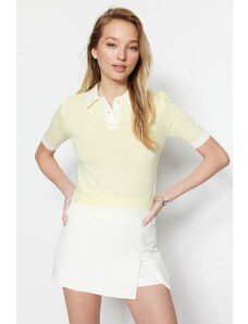 Trendyol Yellow Color Block Polo Neck Knitwear Blouse