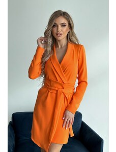 miadresses.cz Oranžové krátké šaty s dlouhými rukávy