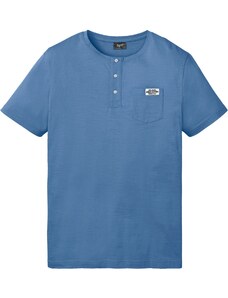 bonprix Henley triko, krátký rukáv, pohodlný střih z organické bavlny Modrá