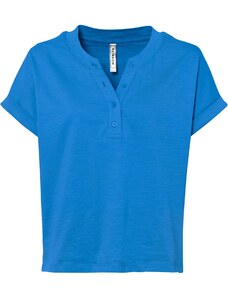 bonprix Boxy triko s knoflíkovou légou Modrá